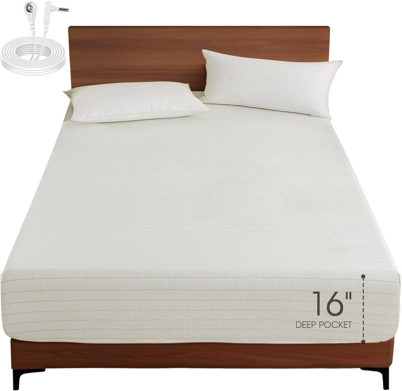 King Grounding Sheets with Deep Pockets - Cotton & Silver Fiber for Better Sleep gallery