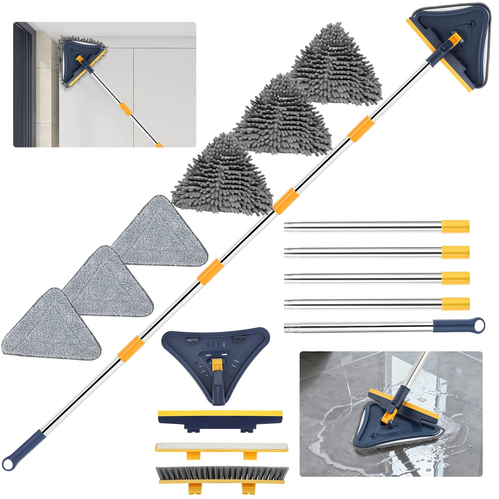 Feeloco 5 in 1 Wall Cleaner Mop, 78 Inch Base Board Cleaner Tool with Long Ha... gallery