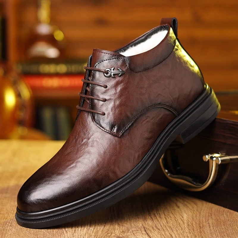 Fleece-lined Extra-thick Insulated High-top Cotton Leather Shoes gallery