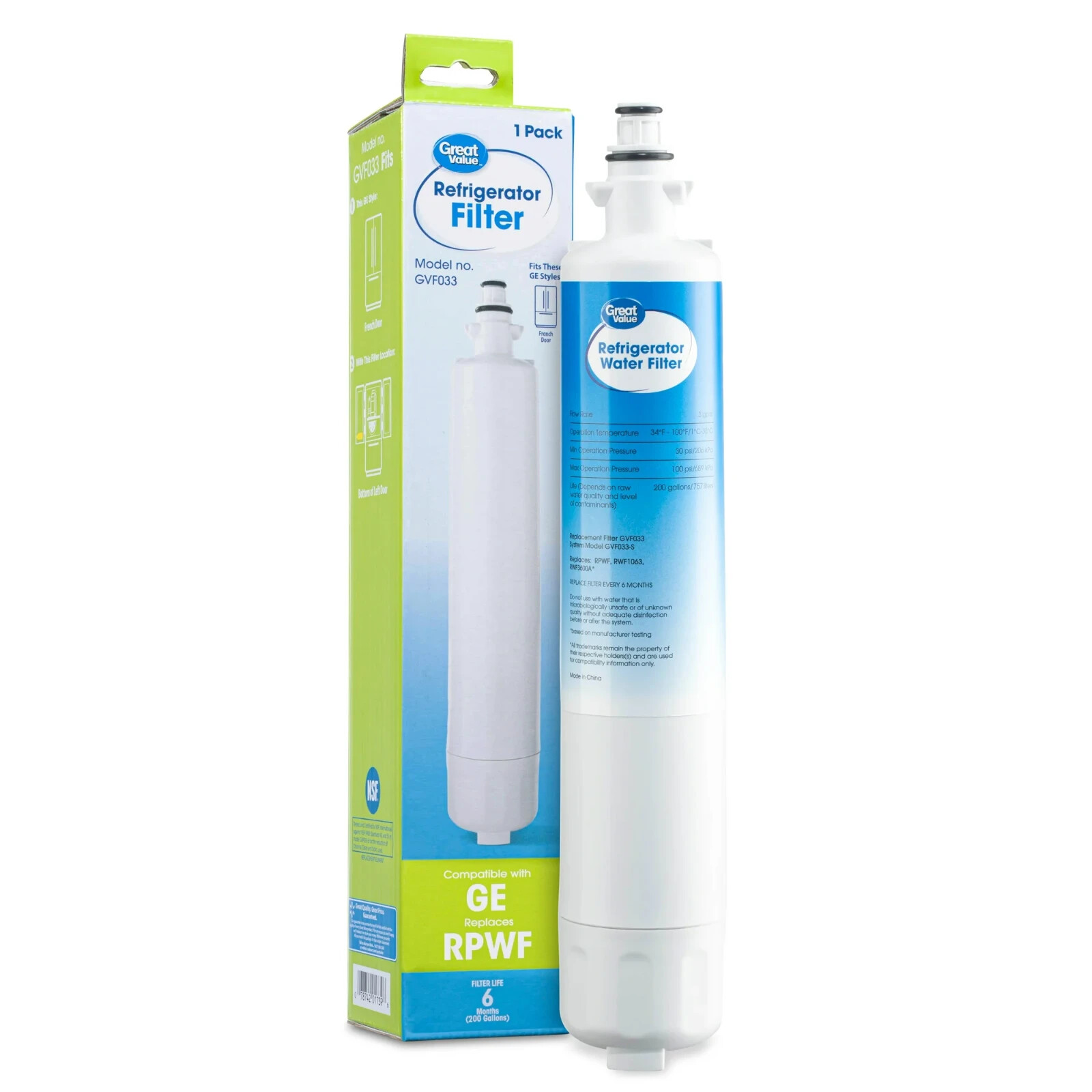 2 Great Value Refrigerator Water Filter Replaces GE Model RPWF, New gallery