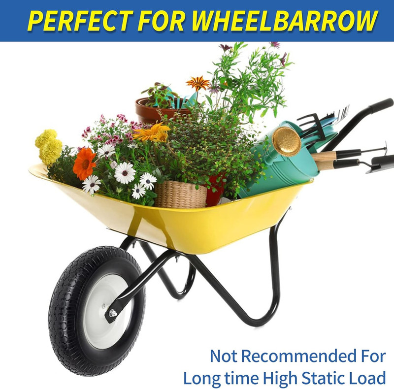 16" Solid Wheelbarrow Tire, 4.80/4.00-8" Flat-Free Tire and Wheel, 6" Centered H gallery