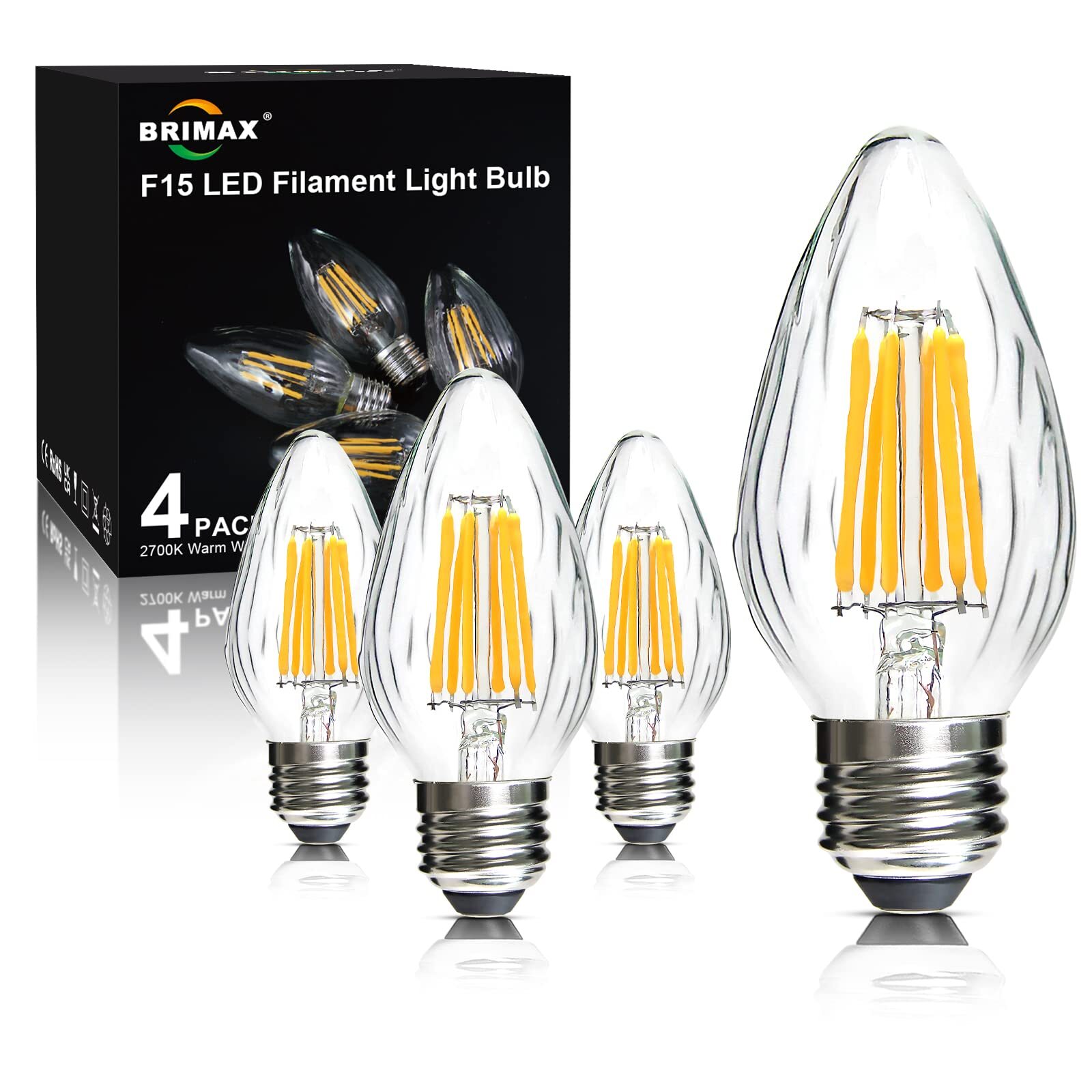 BRIMAX F15 6W LED Dimmable Light Bulb E26 2700K Bulbs for Ceiling Fan Lantern 8X gallery