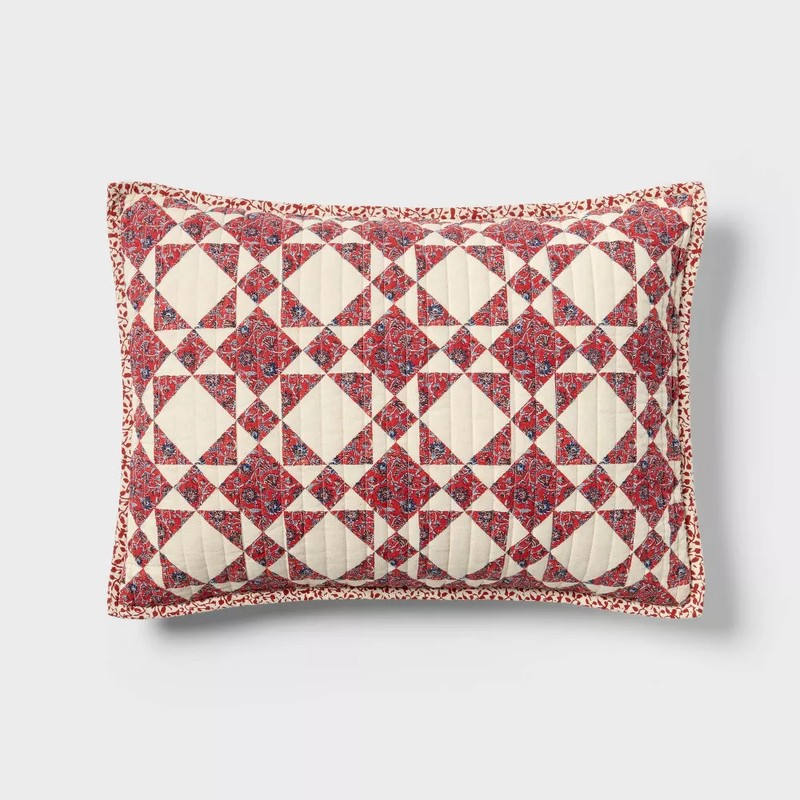 King Patchwork Quilt Set Red - Threshold gallery