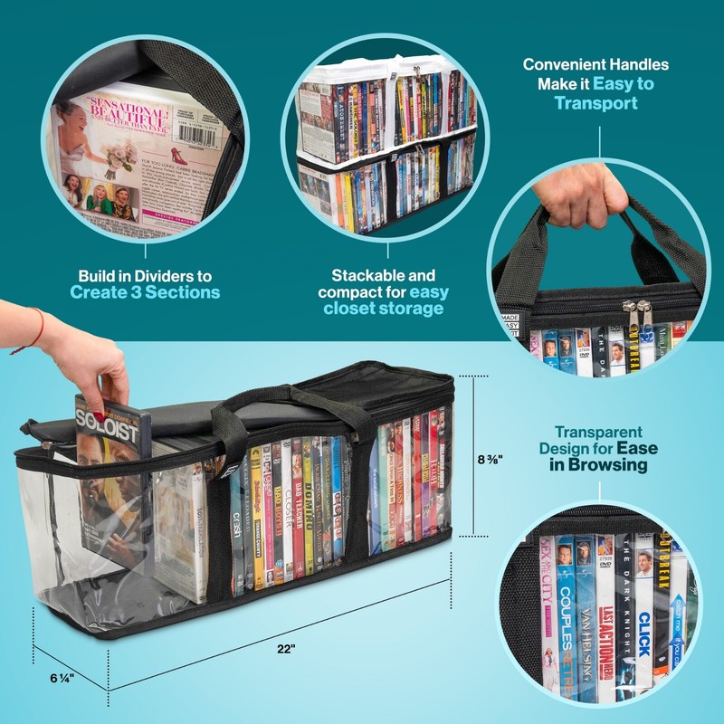 Made Easy Kit Media Storage Cases with Dividers, Stackable (DVD, CD, Blu-ray) gallery