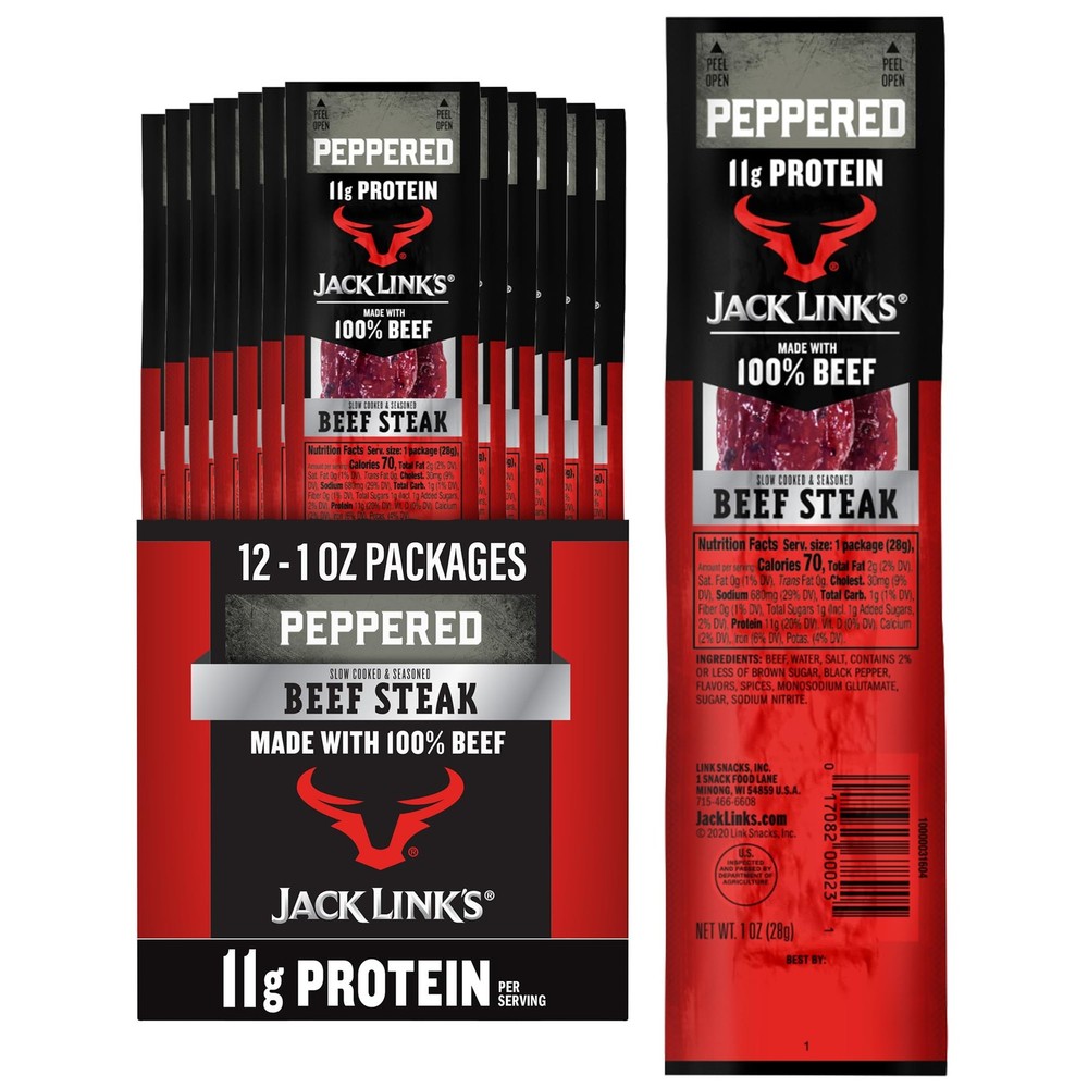 Jack Link's Peppered Beef Jerky Steaks - Ready 12 Ounce (Pack of 1), No Color
