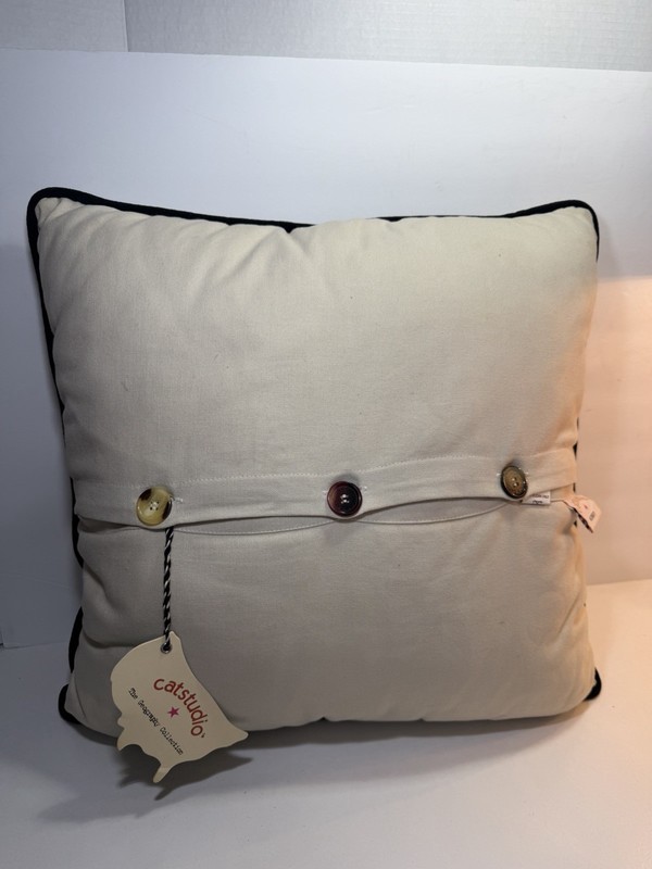 Catstudio VIRGINIA 2007 Hand-Embroidered Cotton Pillow 18" Square Colorful Rare gallery