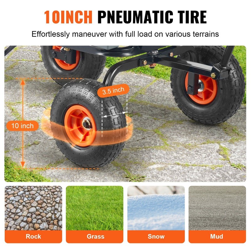 Durable Garden Dump Cart: 600lb, 4ft³, Steel Frame, 10" Tires gallery