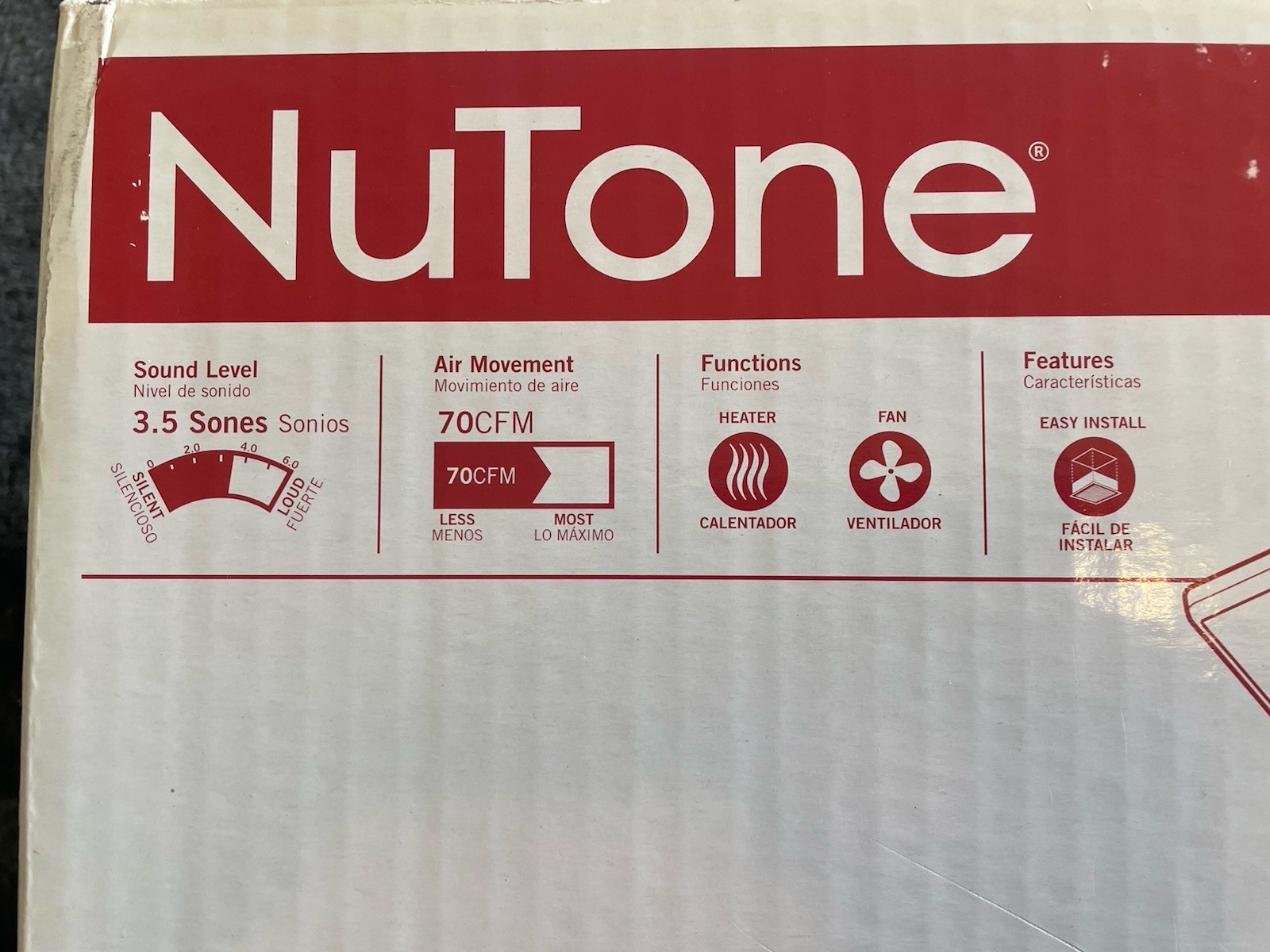 Nutone 9427P Two-Bulb 250-watt Infrared Heater 70 CFM Fan 3.5 Sone Energy-Saving gallery