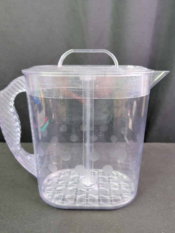 Pampered Chef Quick Stir Pitcher #2272 Clear 4 Qts Polka Dot Mixing Plunging VTG gallery