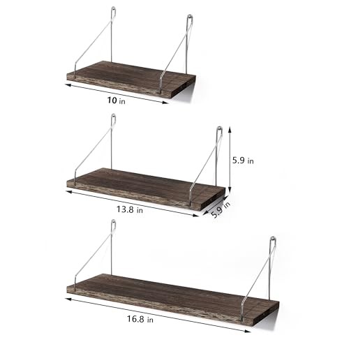 Floating Shelves Set of 3 Rustic Solid Wood Floating Shelf L+M+S Retro Color gallery