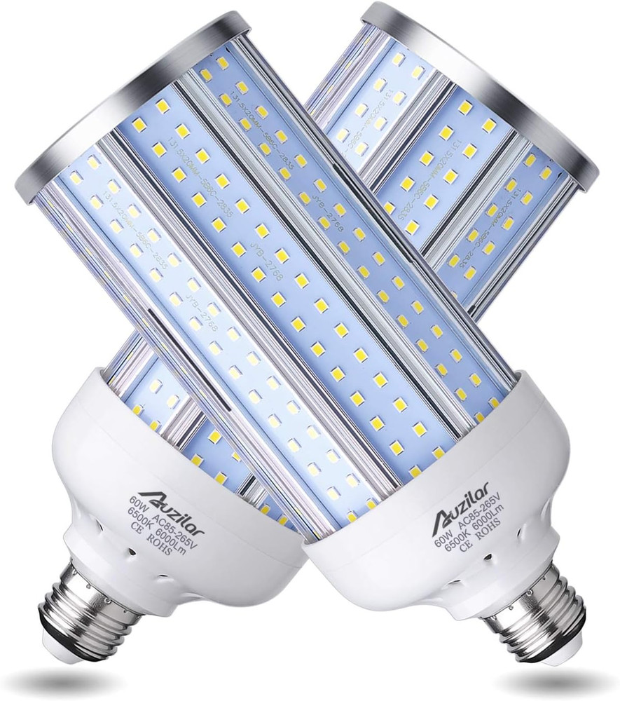 2-Pack（500W Equivalent） LED Corn Light Bulb 60W 6000 Lumen 6500K Large Area Cool