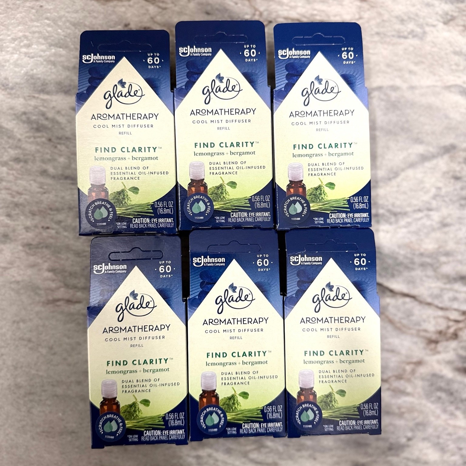 6 Glade Aromatherapy Cool Mist Diffuser Refill Find Clarity Lemongrass+Bergamot gallery