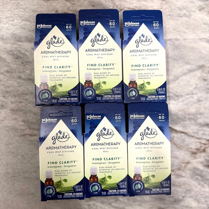6 Glade Aromatherapy Cool Mist Diffuser Refill Find Clarity Lemongrass+Bergamot gallery