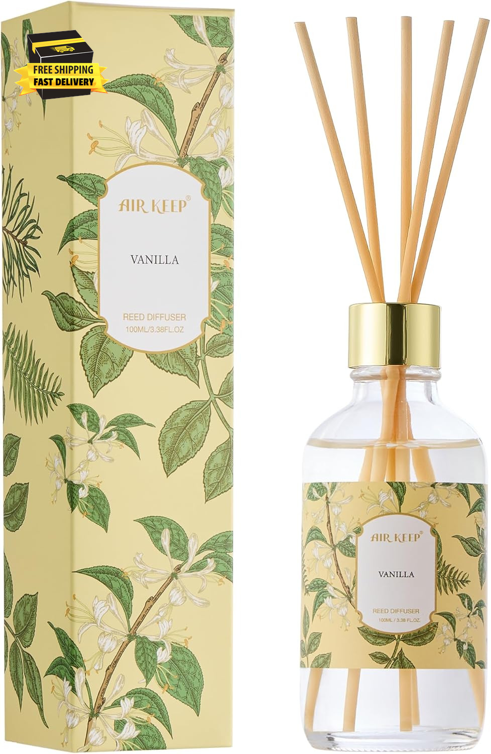 Reed Diffuser Oil Set with Reed Sticks,Vanilla Aromatherapy Oil Scent Diffuser f gallery