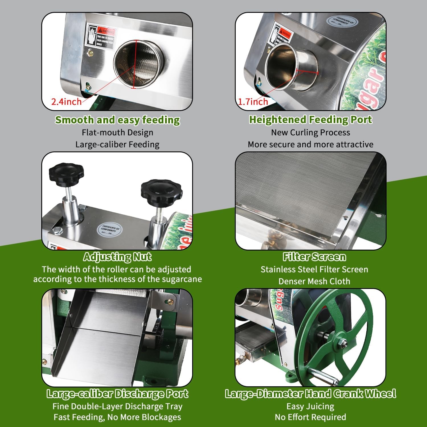 Commercial Manual Sugar Cane Juicer Squeezer SugarCane Press Extractor 110Lb/24H gallery