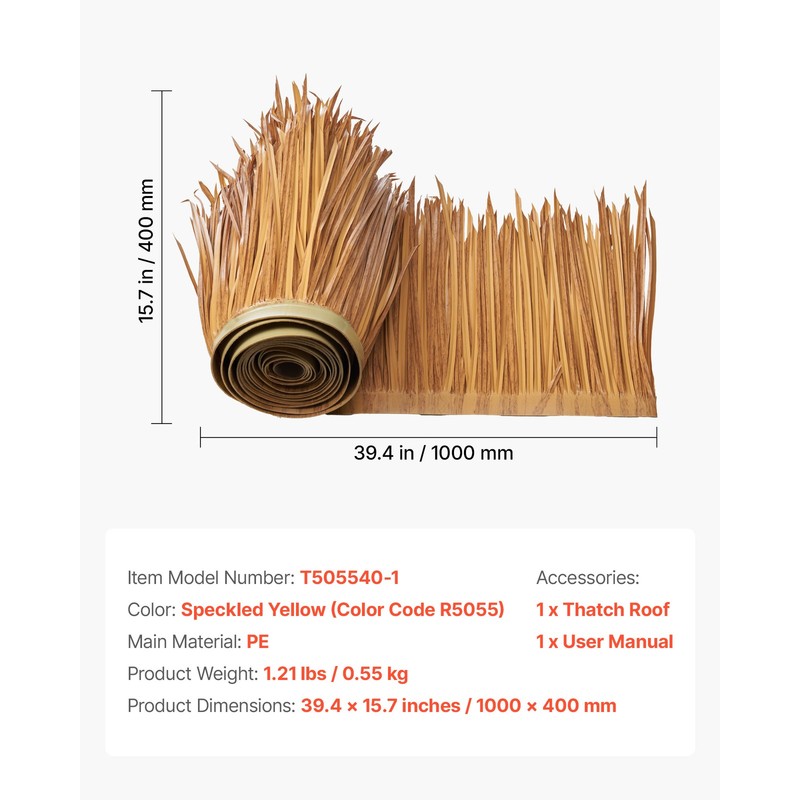 1.3x3.2 ft Artificial Thatch Roofing Mexican Style Tiki Hut Grass Skirt Roof gallery