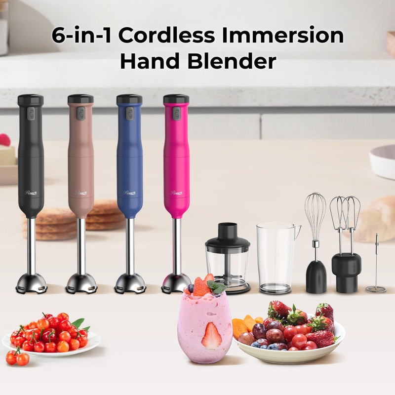 6-in-1 Multi-Speed Cordless Rechargeable Immersion Hand Blender, Heavy Duty M gallery