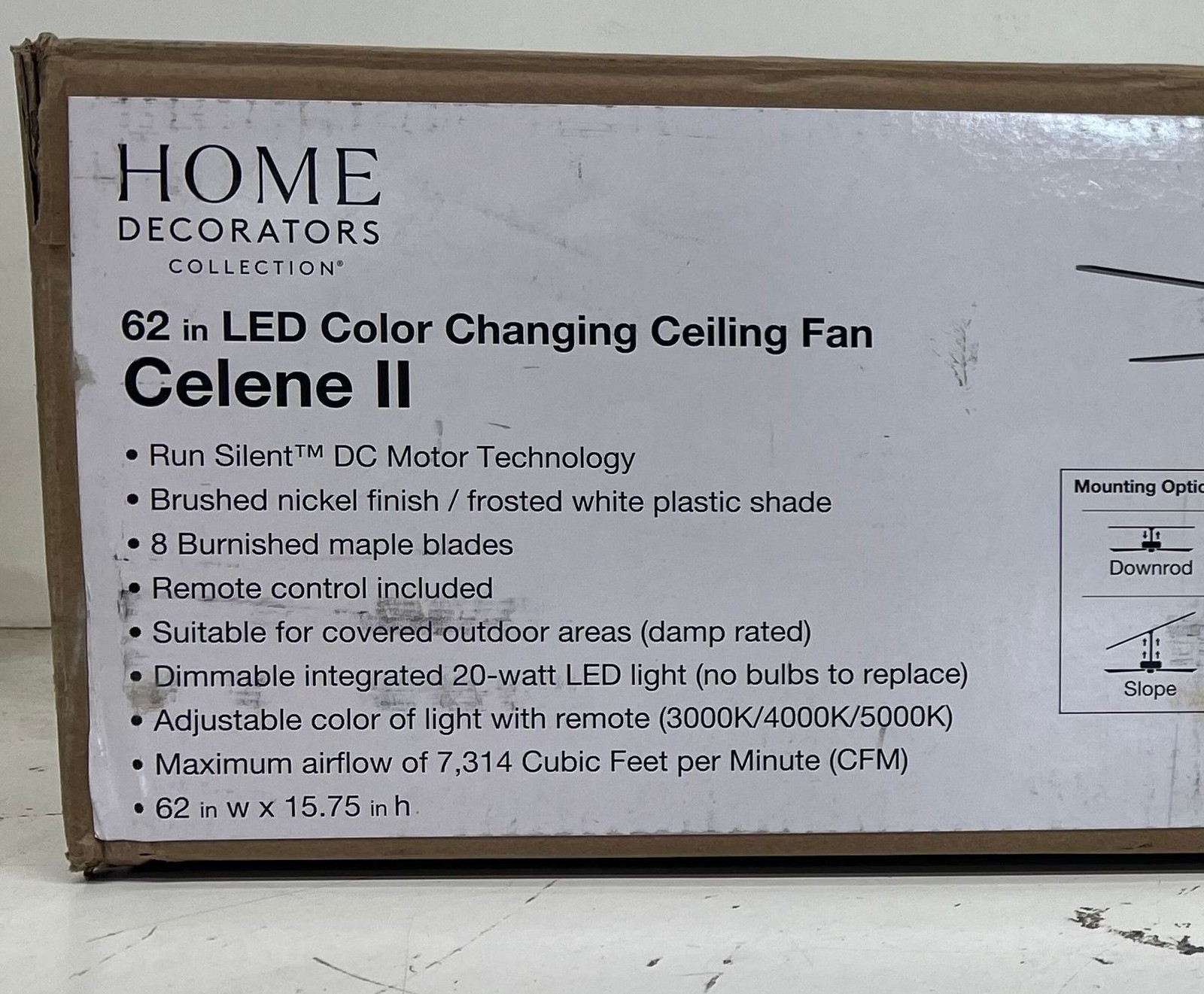 Home Decorators Celene 62 in. LED Indoor/Outdoor Brushed Nickel Ceiling Fan gallery