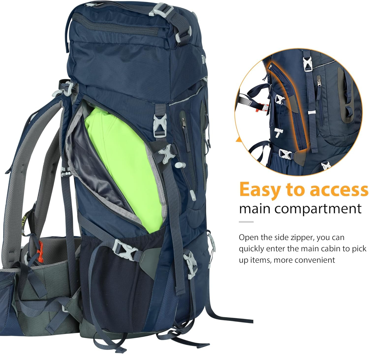 60L Internal Frame Hiking Backpack Waterproof Camping Backpack with Rain Cover 4