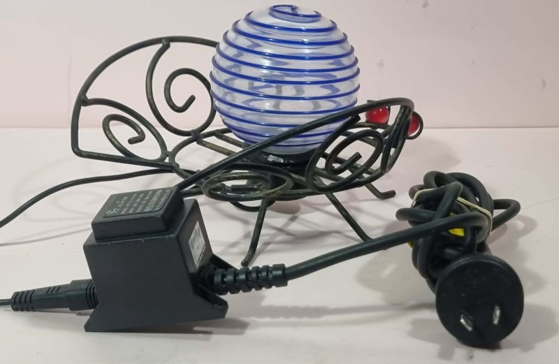 Vintage 1990’s Multicoloured Bug Light Lamp Blown Glass Shade Iron Frame gallery