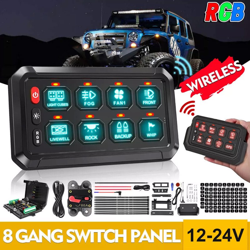 Wireless RGB 8 Gang Switch Panel 265 Ft Circuit Control Relay System Switch gallery