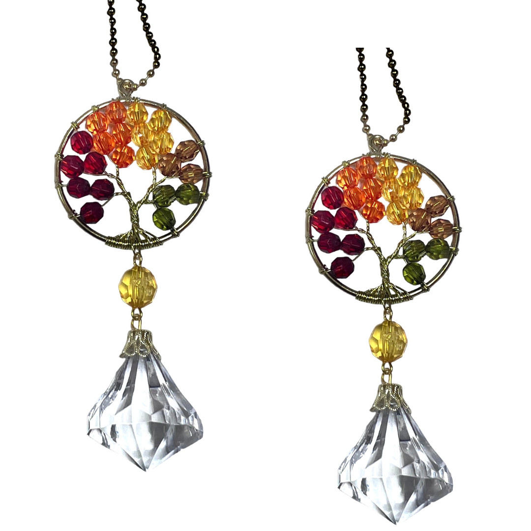 Set 2 Ganz Crystal Expressions Autumn Tree of Life Charm Acrylic Metal Fall Tree gallery