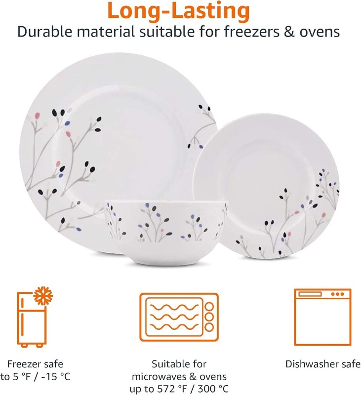 Luxury 18-Piece Porcelain Dinnerware Set for 6 - Glossy Finish, Everyday Use gallery