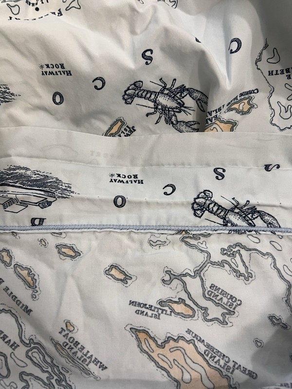 LL Bean Nautical Map Percale Sheet Set Size Full Fitted Flat Cotton Maine gallery