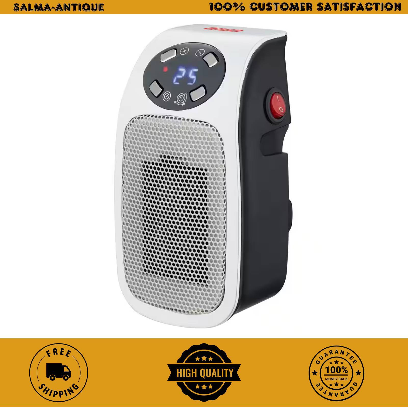 7.87 in Electric Outlet Ceramic Plug-In Space Heater, LCD Digital Screen, Up to gallery