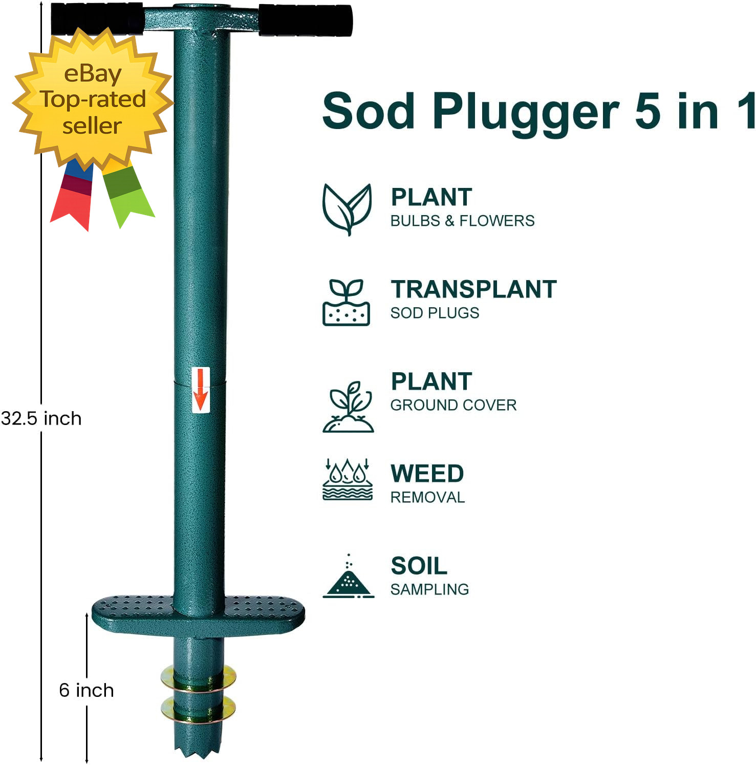 Sod Plugger Bulb Planter Planting Tool Easy to Assemble Garden Trasnplanter with gallery
