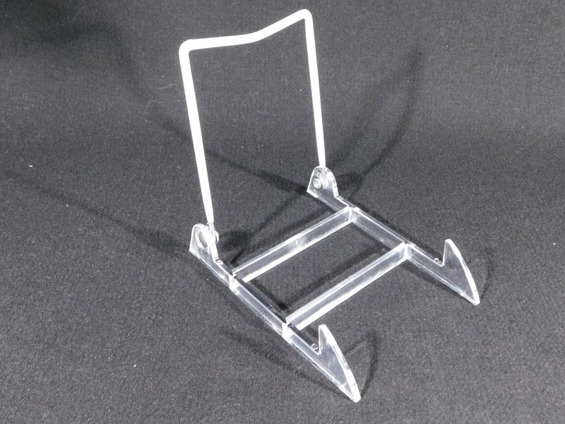 Easel Display Stand Medium Size ADJUSTABLE White Back Clear Base gallery