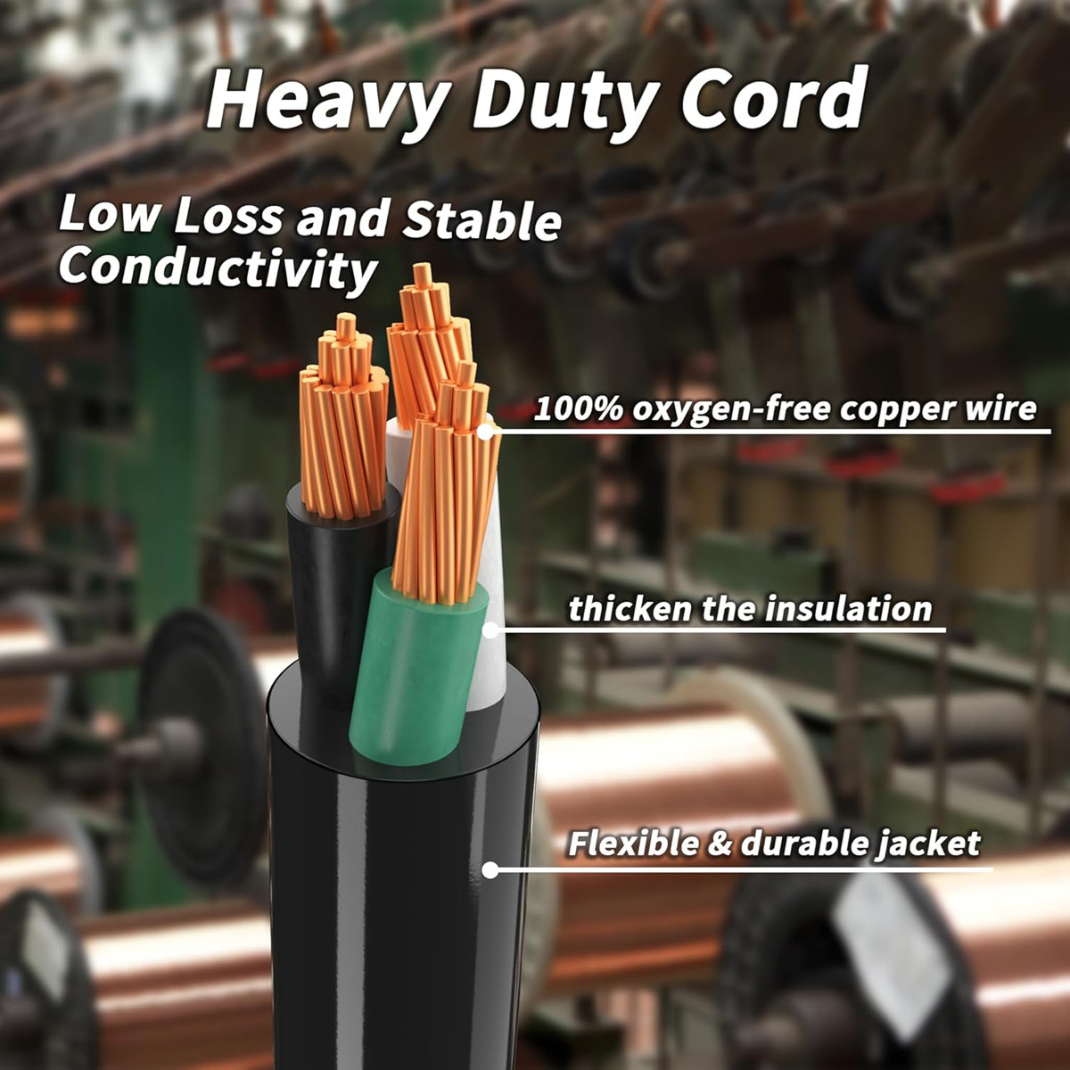 PlugSaf 16/3 Gauge 200 ft Extension Cord Outdoor Black Waterproof, Cold Weather gallery
