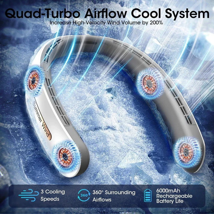 Personal Air Conditioner 6000mAh Neck Fan Rechargeable 4-Speed Portable Neck Fan gallery