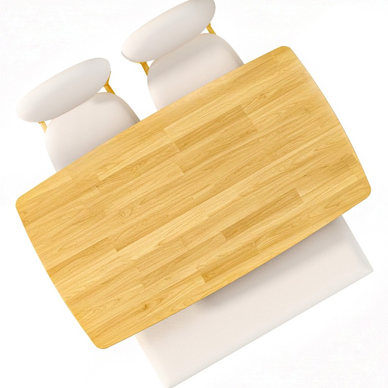 4 Piece Dining Table Set Solid Rubber Wood 2 Padded Chairs Bench Natural Kitchen gallery