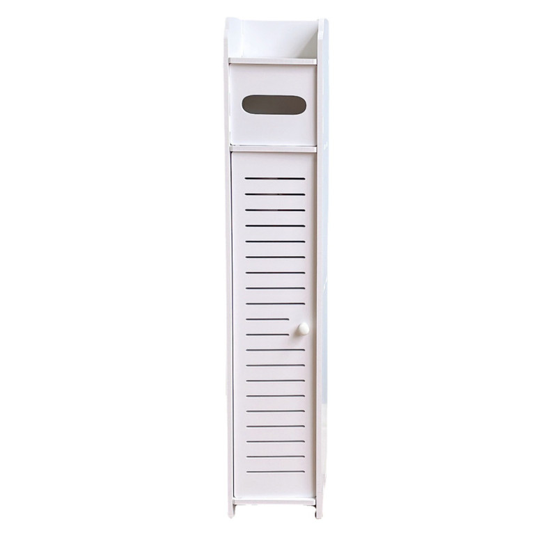 Bathroom Storage Corner Floor Cabinet Towel Storage Shelf for Paper Holder White gallery