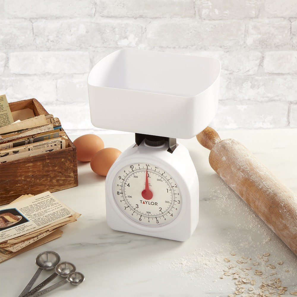 Taylor Mechanical Kitchen Scale and Food Scale in White, Max 11 lbs gallery