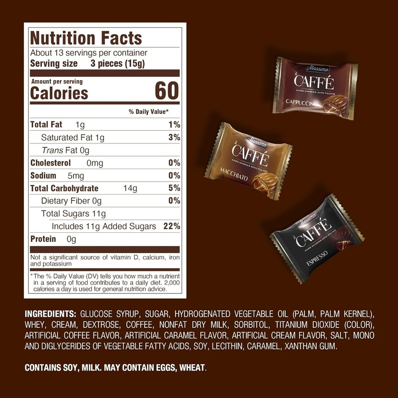Maestro Massimo Assorted Coffee Candy - Individually Wrapped 7.05 oz Bag, 3mg Ca gallery