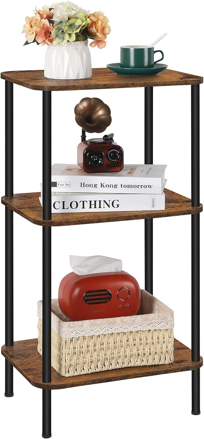3 Tier Tall End Table 30" H Small Nightstand with Storage Shelves for LivingRoom gallery