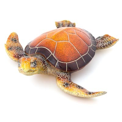 Amber Sea Turtle Statue Tabletop or Wall Hanging Coastal Decor 16 in x 15 in gallery