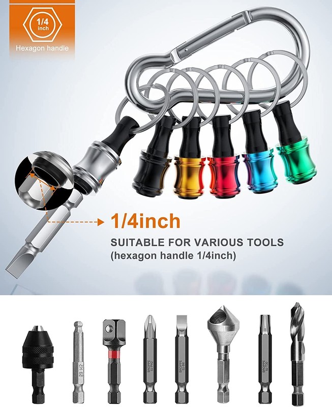 14Pcs 1/4" Hex Shank Quick Release Keychain Screwdriver Drill Bits Holder Set gallery