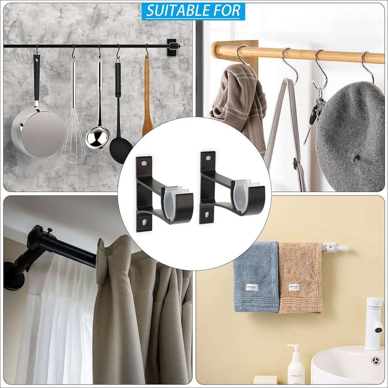 2-6Pcs Curtain Pole Rod Bracket Window Holder Aluminum Alloy Heavy Duty Hardware gallery