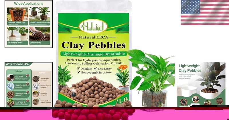 Versatile 2 LB Expanded Clay Pebbles - Ideal for Indoor Gardening & Aquaponics gallery