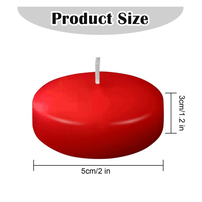 12 PCS 2 Inch Red Unscented Floating Candles 5 Hours Valentines Party Decor gallery