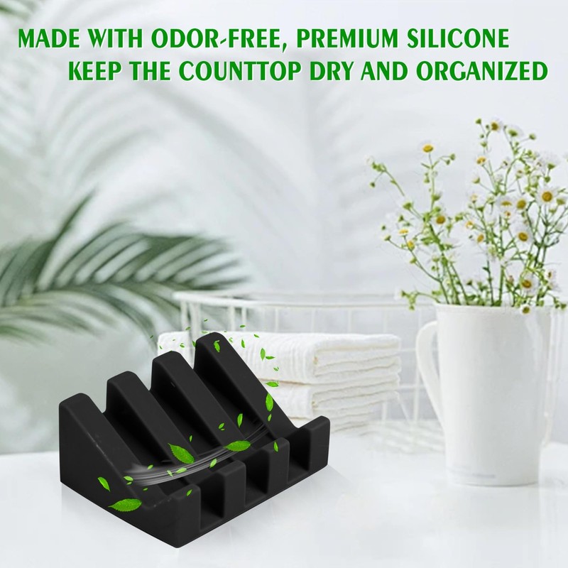Self-Draining Silicone Soap Dish Holder for Bathroom & Kitchen, 2-Pack, Keeps So gallery
