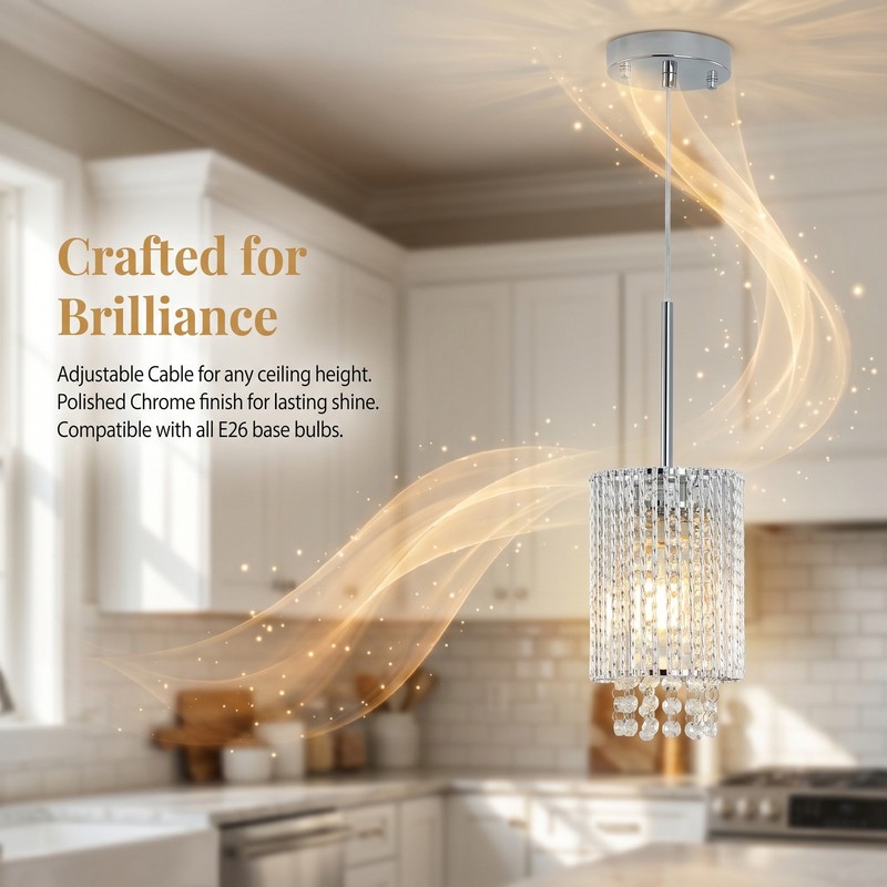 3 Pack Modern LED Crystal Chandelier Chrome Pendant Light Kitchen Island Fixture gallery
