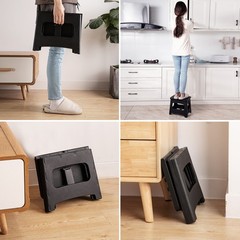 9in 300lbs Black Folding Step Stool Non-Slip Portable Home Camping
