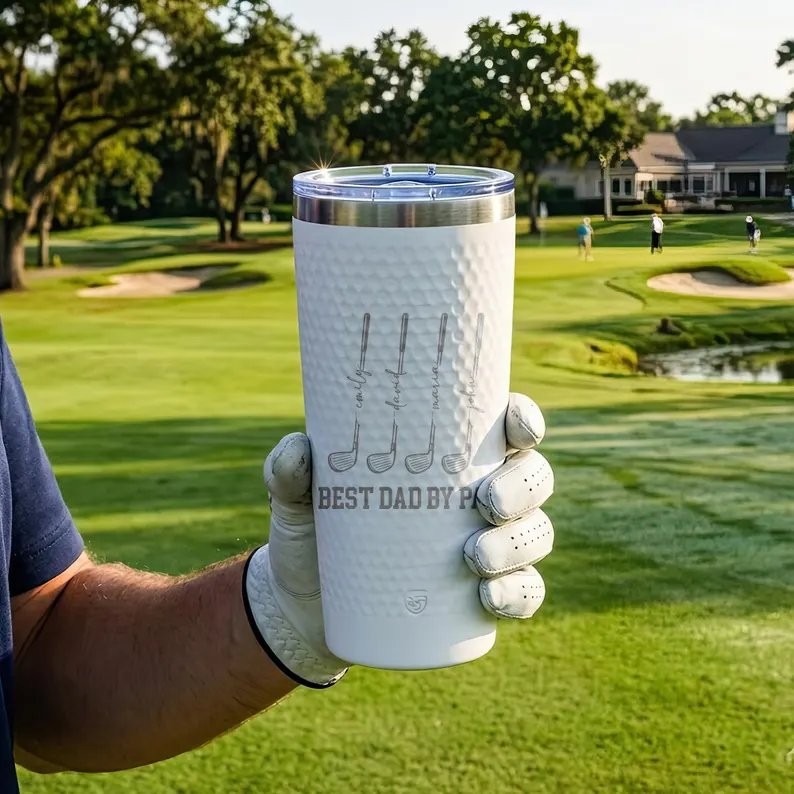 Personalized Best Dad By Par Golf Tumbler, Custom Name Golf Gift for Dad gallery