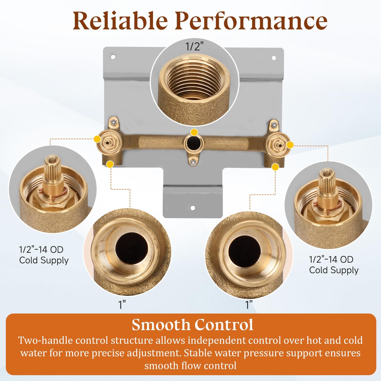 Two-Handle Wall-Mount Bath Faucet Valve Repalce for 20716-K-NA 1/2-14 NPT Inlet gallery