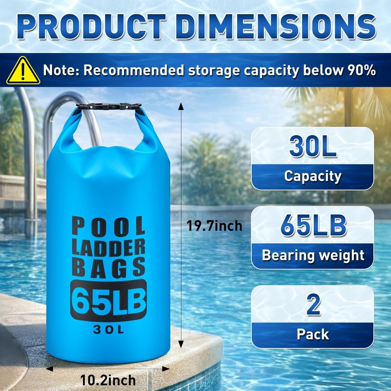 Pool Step Weights 2 Pack 30L 65LB Waterproof 500D PVC Sand Bags 30L 65LB Ladder gallery