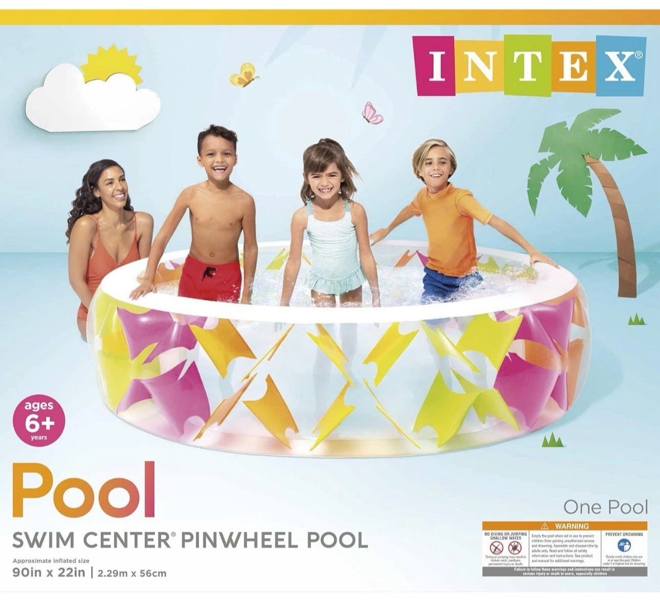 Intex Pinwheel Wide Side Walls Inflatable Pool Swim Center 90" x 22" 222 Gal gallery